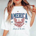Retro 4th July America Land Free Patriotic Checkered - Adult & Kids T-Shirts, Sweatshirts & Hoodies apparel design preview 1