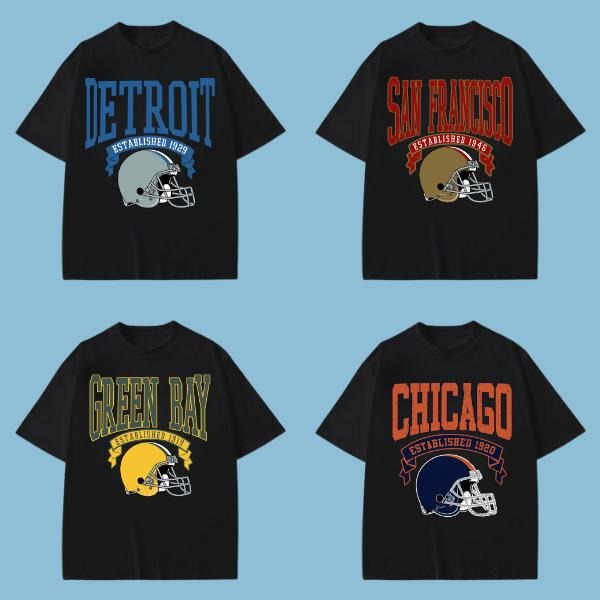 Retro All Team Football Helmet Vintage Fan Teams Game - Adult & Kids T-Shirts, Sweatshirts & Hoodies apparel design preview 1
