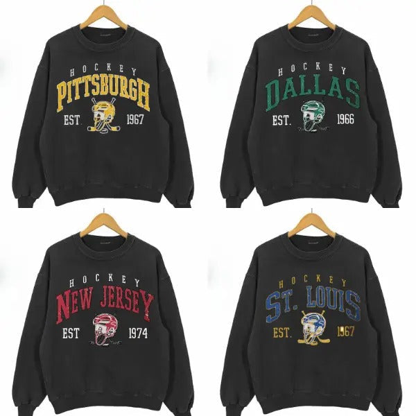 Retro All Team Hockey Fan Sport - Adult & Kids T-Shirts, Sweatshirts & Hoodies apparel design preview 1