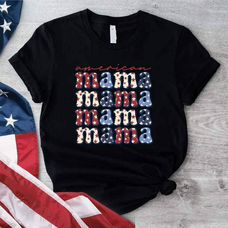 Retro American Mama Mother Independence Day Freedom - Adult & Kids T-Shirts, Sweatshirts & Hoodies apparel design preview 1