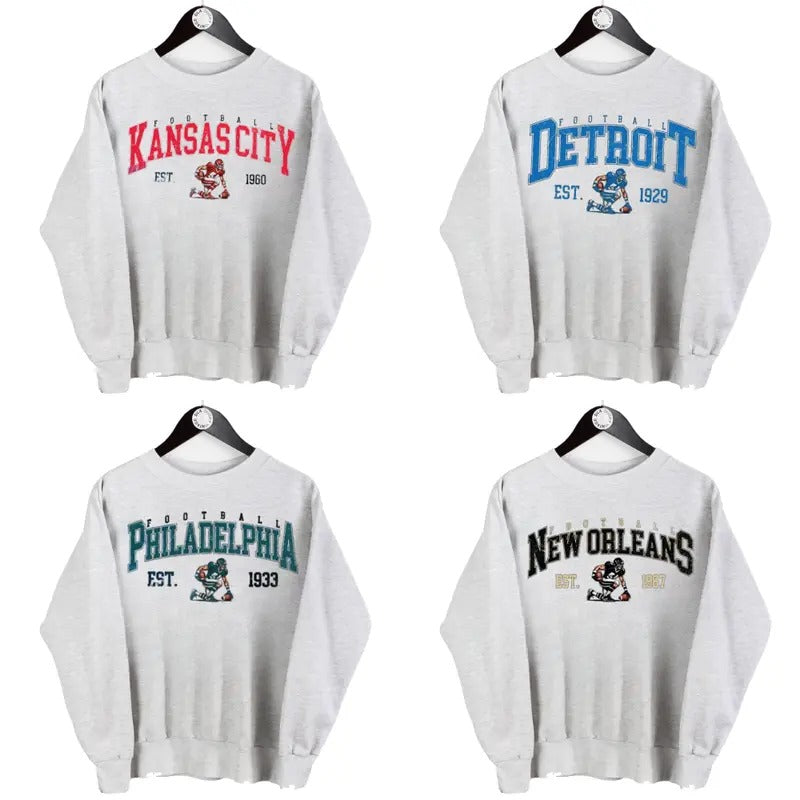 Retro Ash Grey Football Fans All Teams - Adult & Kids T-Shirts, Sweatshirts & Hoodies apparel design preview 1
