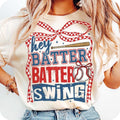 Retro Baseball Batter Swing Checkered Coquette Game - Adult & Kids T-Shirts, Sweatshirts & Hoodies apparel design preview 1