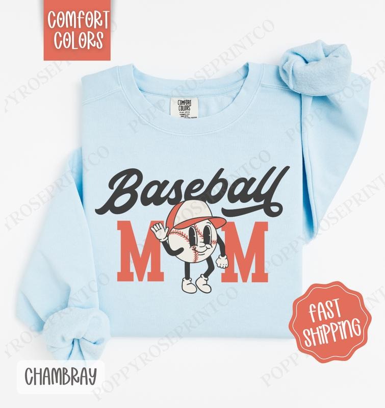 Retro Baseball Mom Comfort Colors Cute - Adult & Kids T-Shirts, Sweatshirts & Hoodies apparel design preview 1