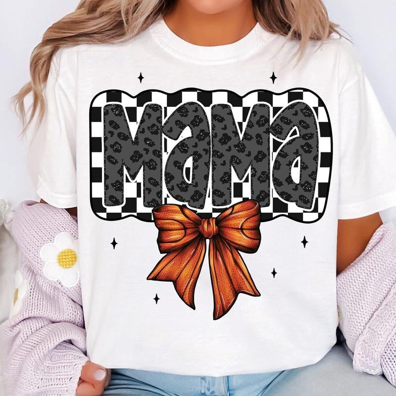 Retro Basketball Mama Coquette Bow - Adult & Kids T-Shirts, Sweatshirts & Hoodies apparel design preview 1