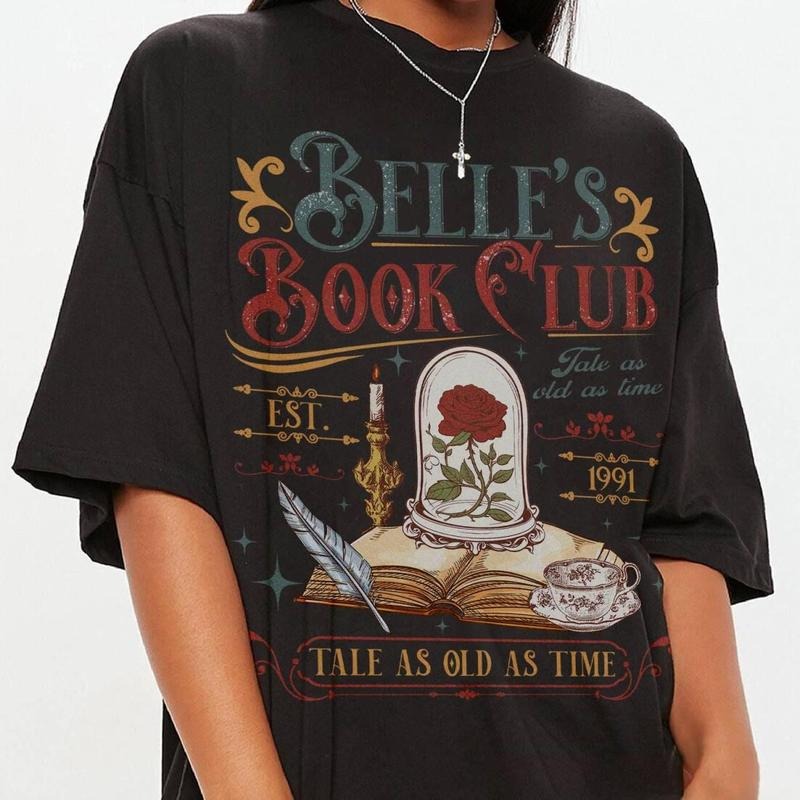 Retro Belle'S Book Club Tale As Old Time Beauty Beast - Adult & Kids T-Shirts, Sweatshirts & Hoodies apparel design preview 1