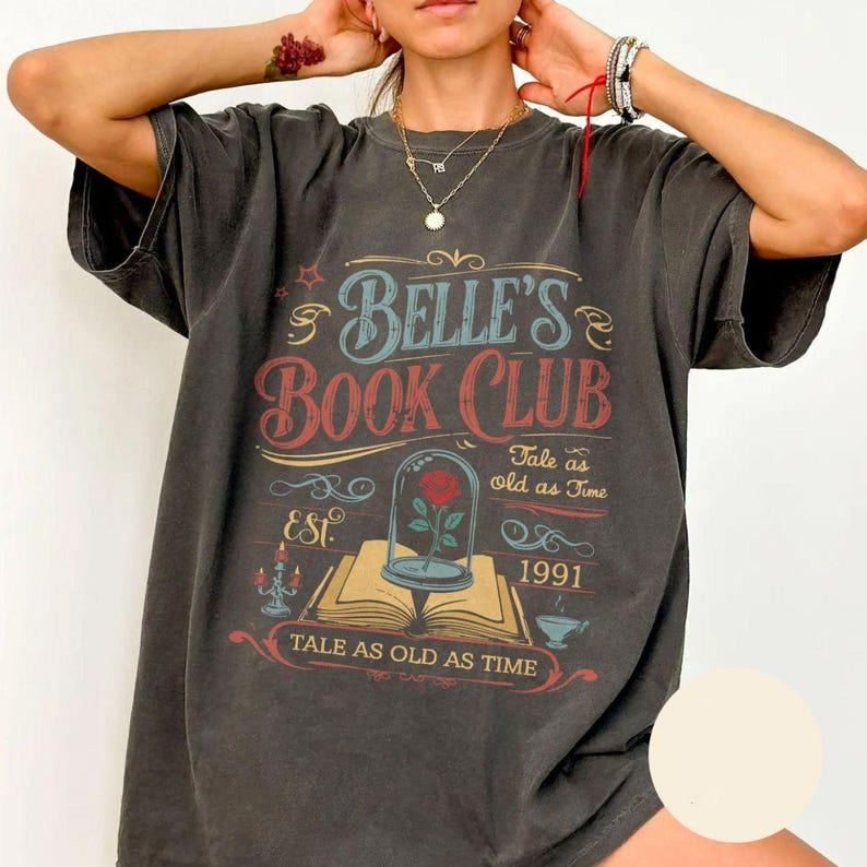 Retro Belle'S Book Club Tale As Old Time Beauti Beast - Adult & Kids T-Shirts, Sweatshirts & Hoodies apparel design preview 1