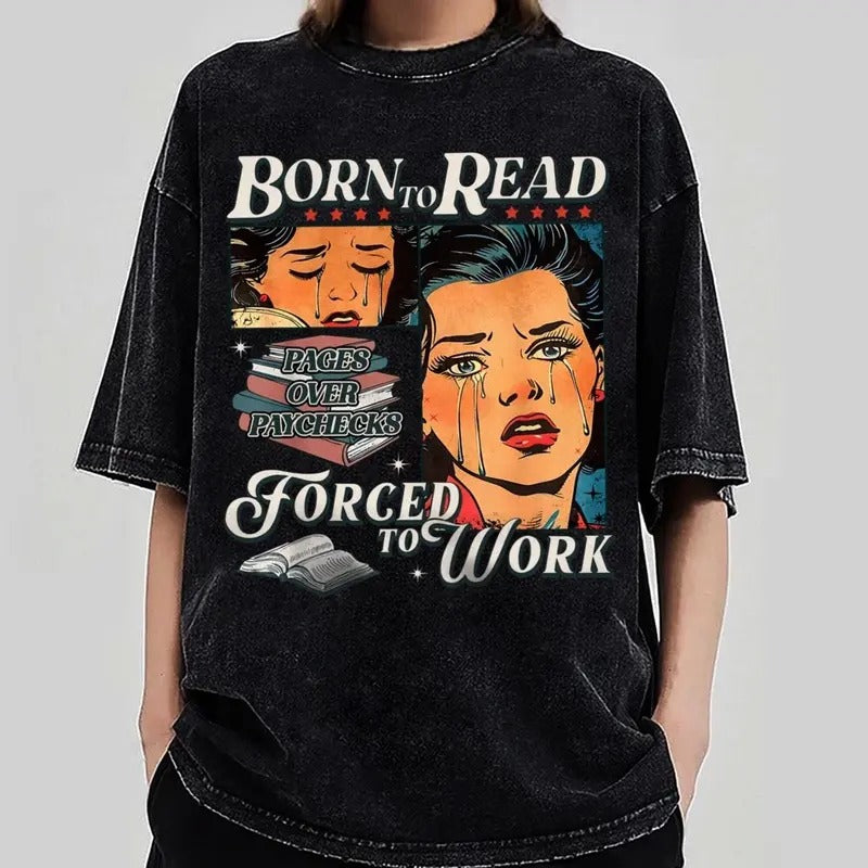 Retro Born Read Bookish Funny Reader Book Addict - Adult & Kids T-Shirts, Sweatshirts & Hoodies apparel design preview 1