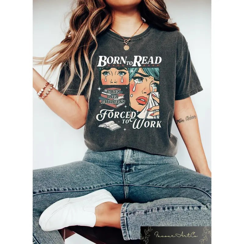 Retro Born Read Bookish Funny Reader Book Addict - Adult & Kids T-Shirts, Sweatshirts & Hoodies apparel design preview 1