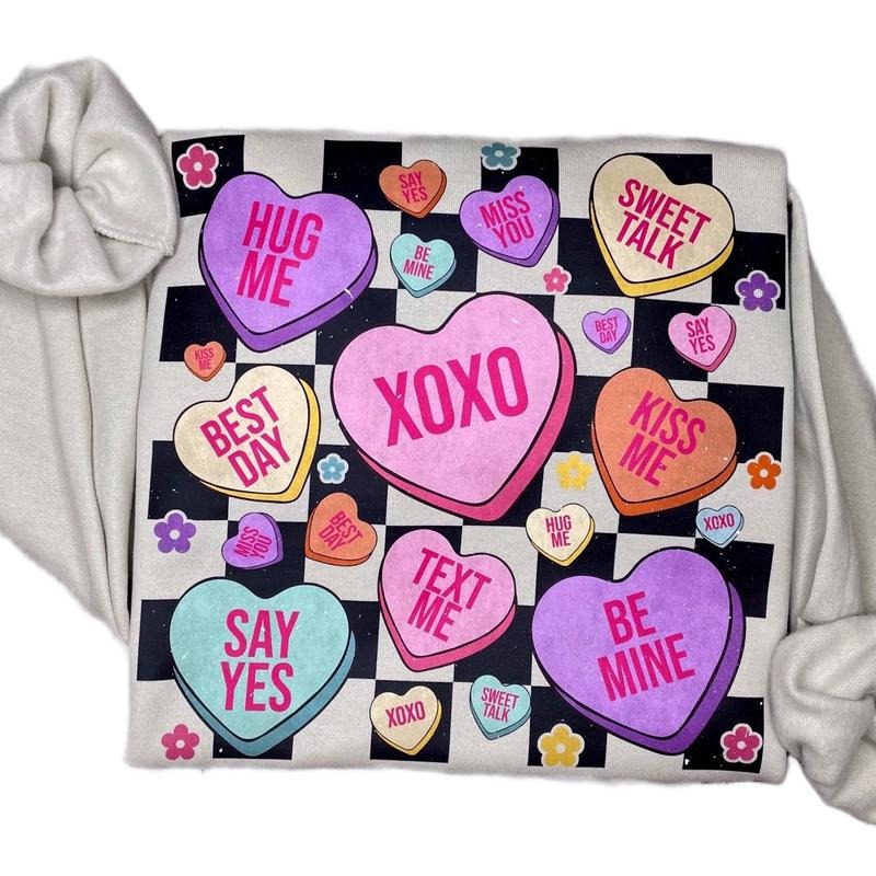 Retro Candy Hearts Vintage Valentine - Adult & Kids T-Shirts, Sweatshirts & Hoodies apparel design preview 1