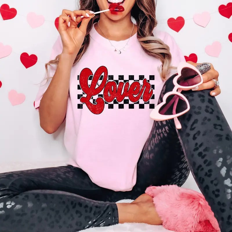 Retro Checkered Lover Cute - Adult & Kids T-Shirts, Sweatshirts & Hoodies apparel design preview 1