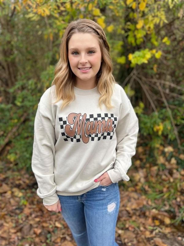 Retro Checkered Mama Sweashirt - Adult & Kids T-Shirts, Sweatshirts & Hoodies apparel design preview 1