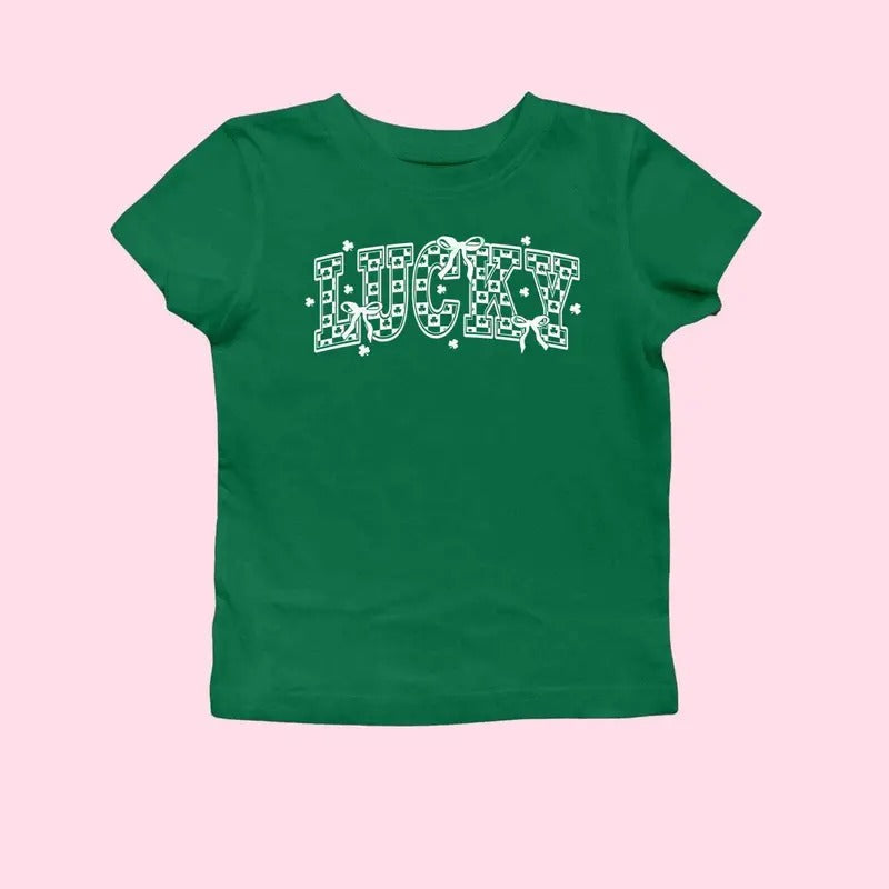 Retro Checkered St Patrick'S Day Coquette Baby Lucky - Adult & Kids T-Shirts, Sweatshirts & Hoodies apparel design preview 1