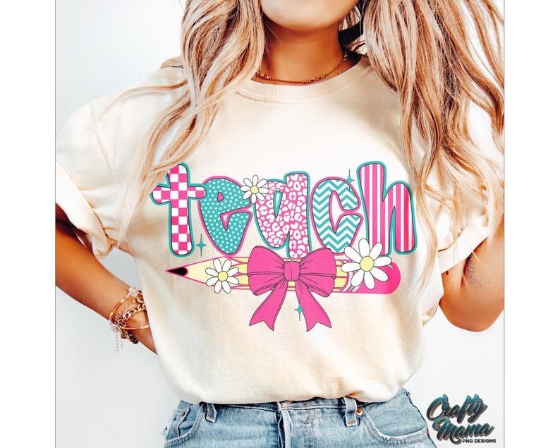 Retro Checkered Teacher Floral Coquette Preppy - Adult & Kids T-Shirts, Sweatshirts & Hoodies apparel design preview 1