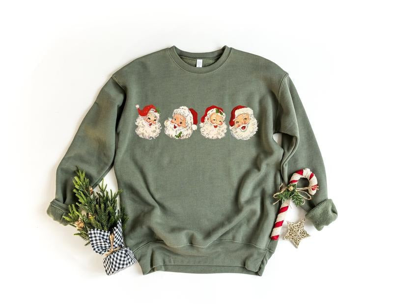 Retro Cheerful Santa Merry Vintage Claus Xmas Classic - Adult & Kids T-Shirts, Sweatshirts & Hoodies apparel design preview 1