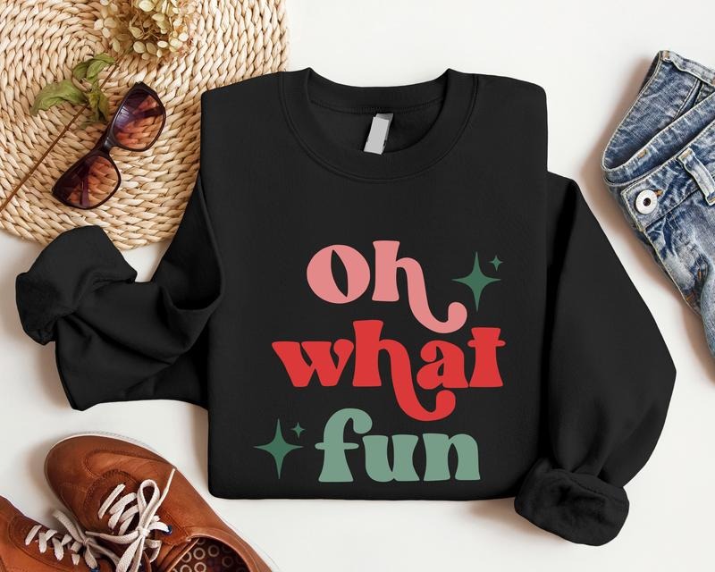 Retro Oh What Fun Woman Xmas Party Vintage Winter - Adult & Kids T-Shirts, Sweatshirts & Hoodies apparel design preview 1