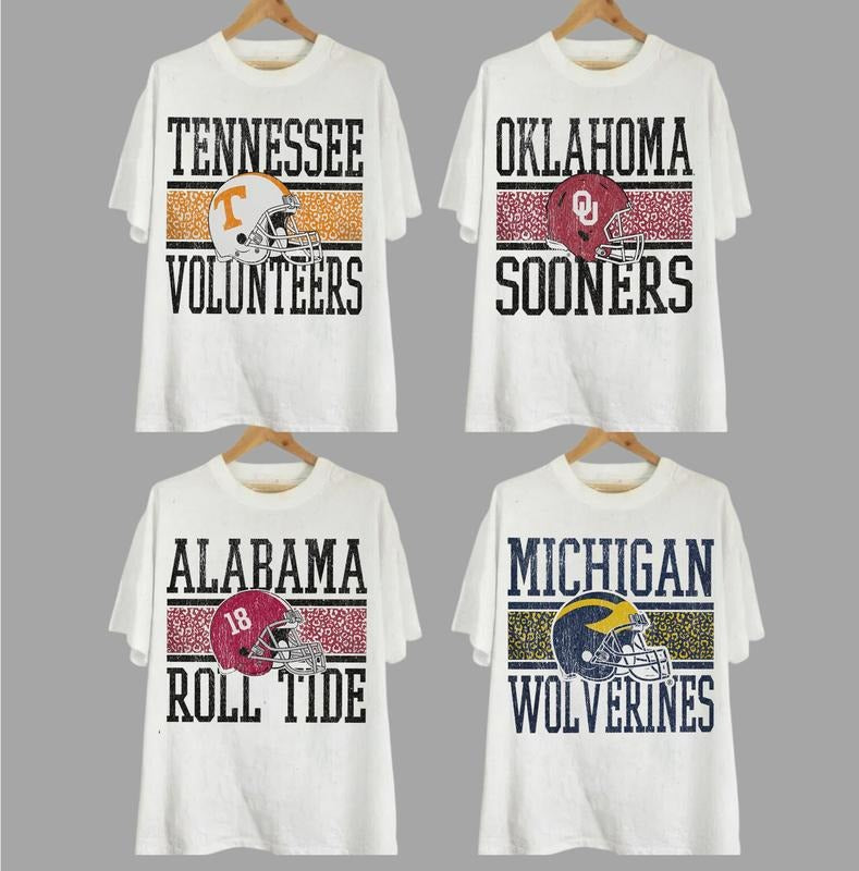Retro College Football NCAA White Vintage All Teams - Adult & Kids T-Shirts, Sweatshirts & Hoodies apparel design preview 1