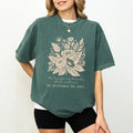 Retro Floral Bible Verse Comfort Colors He Leads Me - Adult & Kids T-Shirts, Sweatshirts & Hoodies apparel design preview 1