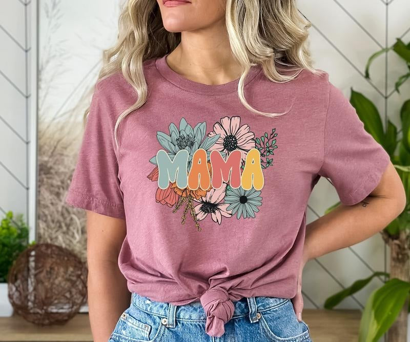 Retro Floral Mama Mom - Adult & Kids T-Shirts, Sweatshirts & Hoodies apparel design preview 1