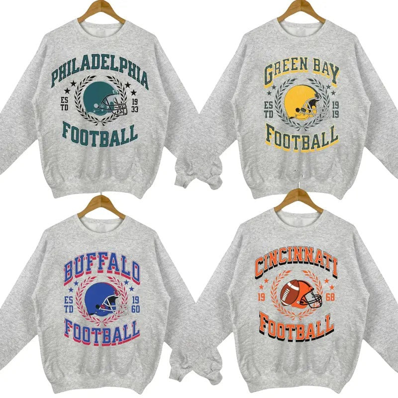 Retro Football Team Sport Grey Classic All Fans - Adult & Kids T-Shirts, Sweatshirts & Hoodies apparel design preview 1