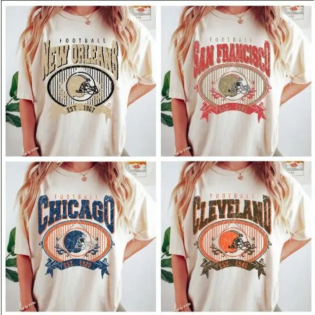 Retro Footballs All Teams Vintage Football Fan Sport - Adult & Kids T-Shirts, Sweatshirts & Hoodies apparel design preview 1