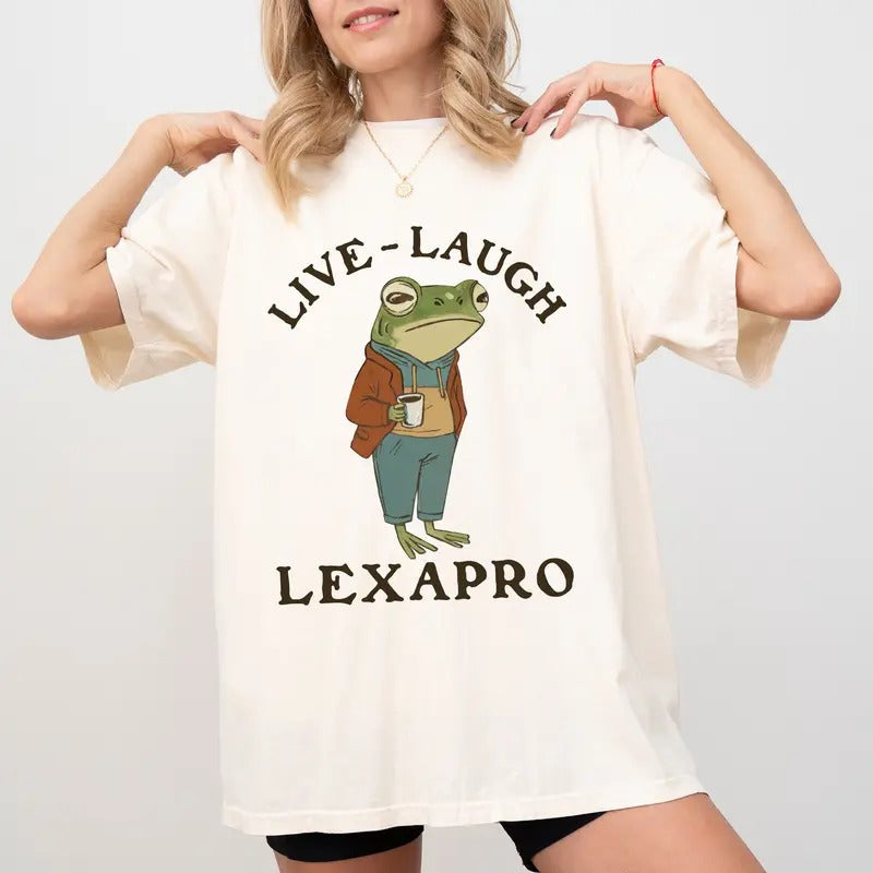 Retro Funny Live Laugh Comfort Colors Mental Health - Adult & Kids T-Shirts, Sweatshirts & Hoodies apparel design preview 1
