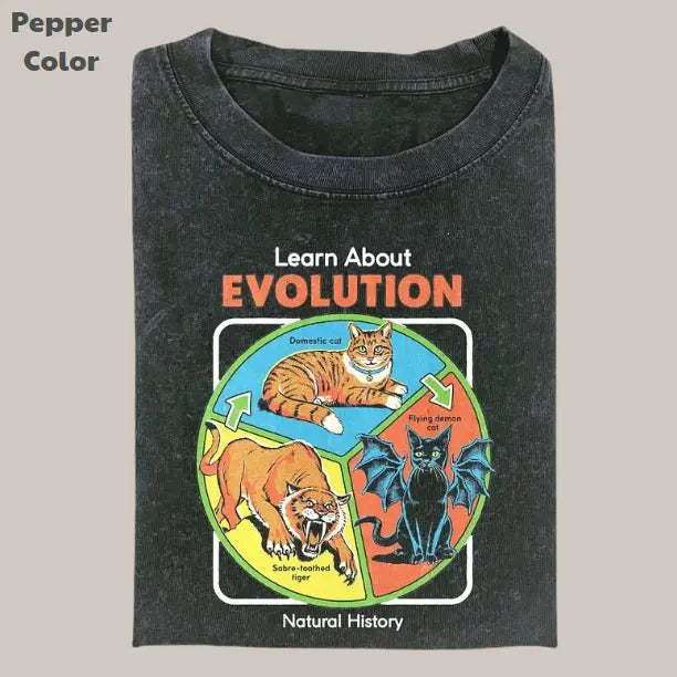 Retro Funny Vintage Cat Evolution Meme Cringe Dumb - Adult & Kids T-Shirts, Sweatshirts & Hoodies apparel design preview 1