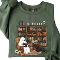 Retro Ghost Reading Books Librarian Halloween Teacher - Adult & Kids T-Shirts, Sweatshirts & Hoodies apparel design preview 1