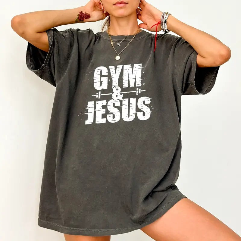 Retro Gym Jesus Comfort Colors Christian Faith - Adult & Kids T-Shirts, Sweatshirts & Hoodies apparel design preview 1