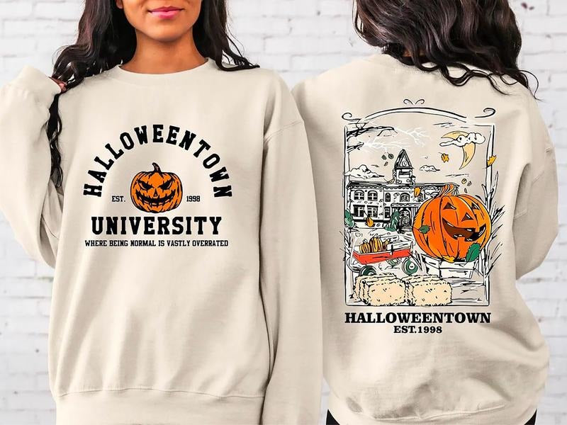 Retro Halloween Back Front Vintage Halloweentown 90s - Adult & Kids T-Shirts, Sweatshirts & Hoodies apparel design preview 1