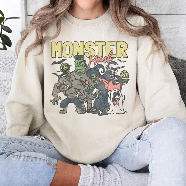 Retro Halloween Monster Mash Classic Cotton Print All - Adult & Kids T-Shirts, Sweatshirts & Hoodies apparel design preview 1