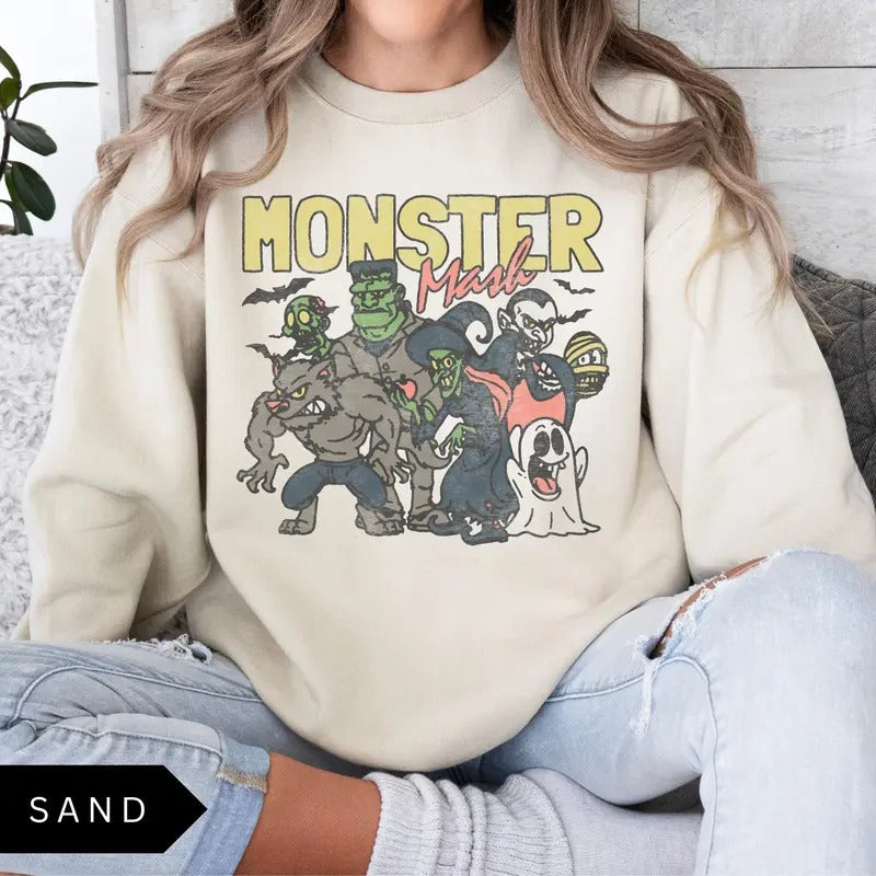 Retro Halloween Monster Mash Vintage - Adult & Kids T-Shirts, Sweatshirts & Hoodies apparel design preview 1