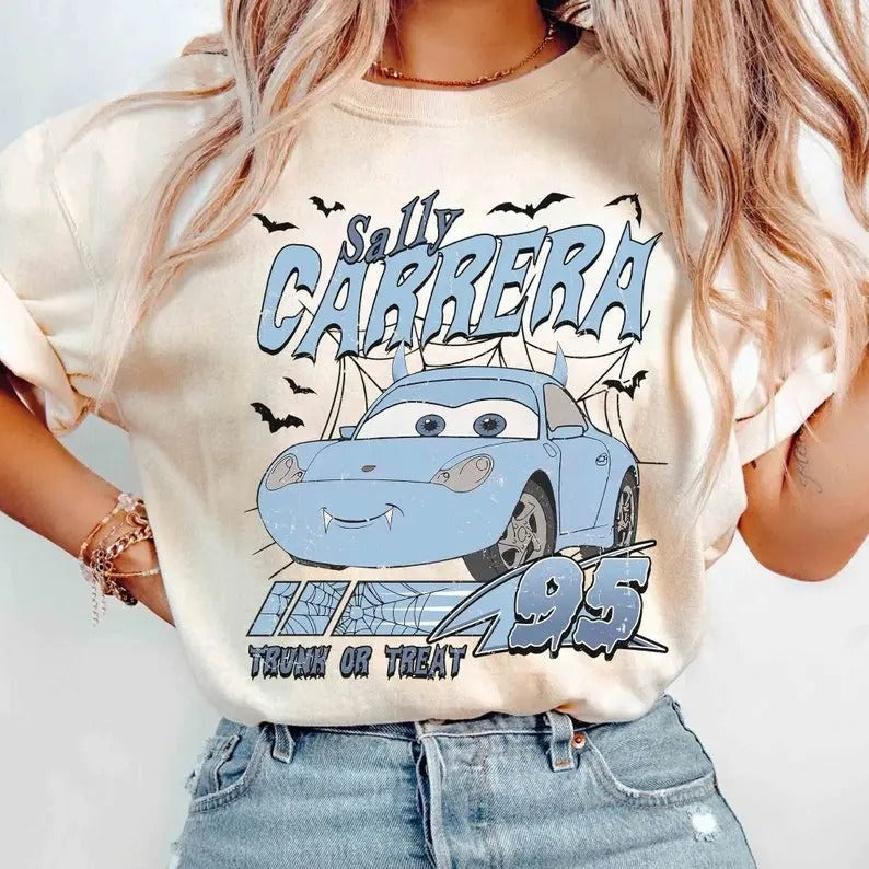 Retro Halloween Car Sally Carrera Family Trip Trick - Adult & Kids T-Shirts, Sweatshirts & Hoodies apparel design preview 1
