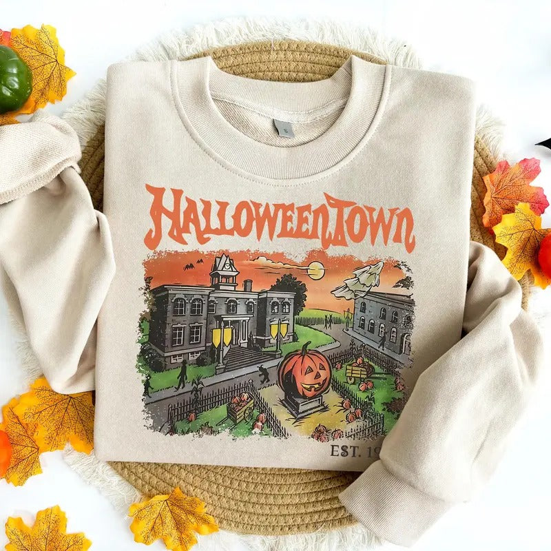 Retro Halloweentown Est 1998 University Halloween - Adult & Kids T-Shirts, Sweatshirts & Hoodies apparel design preview 1