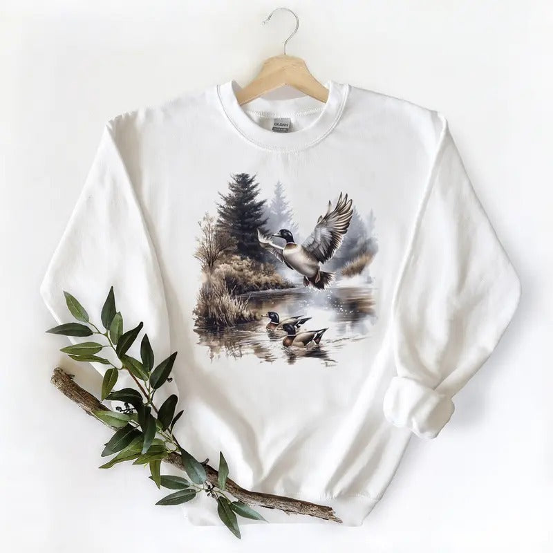 Retro Mallard Ducks 90s Duck Forest Nature Cotton - Adult & Kids T-Shirts, Sweatshirts & Hoodies apparel design preview 1