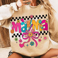 Retro Mama Coquette Bow Checkered Varsity Lightning - Adult & Kids T-Shirts, Sweatshirts & Hoodies apparel design preview 1