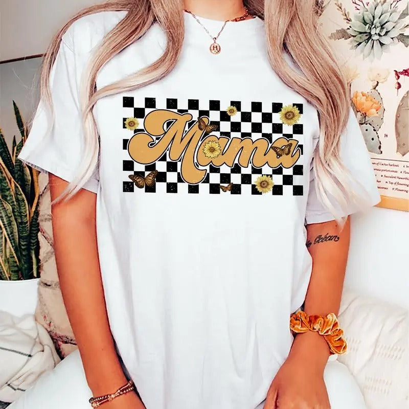 Retro Mama Vintage Mom Checkerboard Printed Casual - Adult & Kids T-Shirts, Sweatshirts & Hoodies apparel design preview 1
