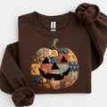 Retro Patchwork Halloween Pumpkin Spooky Season Cute - Adult & Kids T-Shirts, Sweatshirts & Hoodies apparel design preview 1