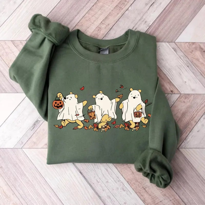 Retro Pooh Ghost Halloween Cute Spooky Season Fall - Adult & Kids T-Shirts, Sweatshirts & Hoodies apparel design preview 1