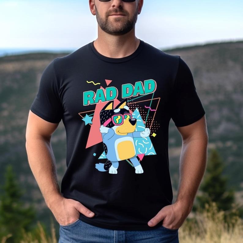 Retro Rad Dad Bluey Chilli Heeler Family Cotton - Adult & Kids T-Shirts, Sweatshirts & Hoodies apparel design preview 1