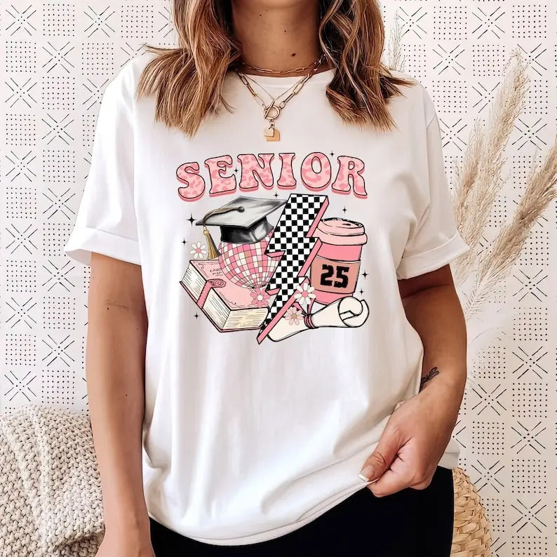 Retro Senior 2025 Class Graduation Matching Girl - Adult & Kids T-Shirts, Sweatshirts & Hoodies apparel design preview 1