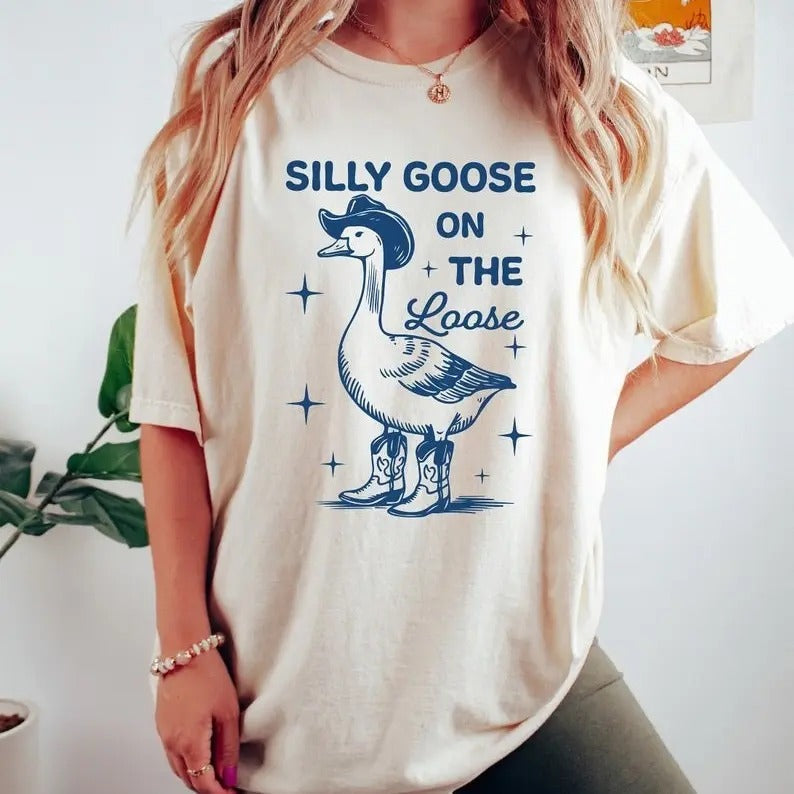 Retro Silly Goose Loose Funny Cowgirl Western 90s Top - Adult & Kids T-Shirts, Sweatshirts & Hoodies apparel design preview 1