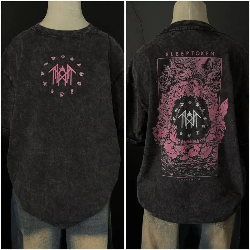 Retro Sleep Token Rose Red Heavy Metal Washed - Adult & Kids T-Shirts, Sweatshirts & Hoodies apparel design preview 1