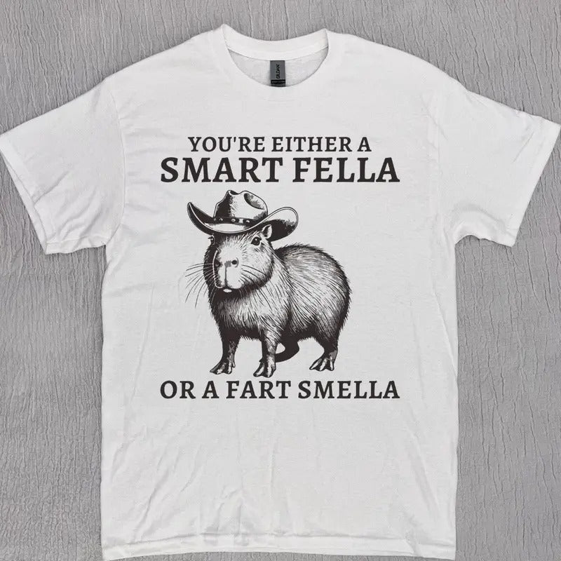 Retro Smart Fella Capybara 90s Funny Vintage Washed - Adult & Kids T-Shirts, Sweatshirts & Hoodies apparel design preview 1