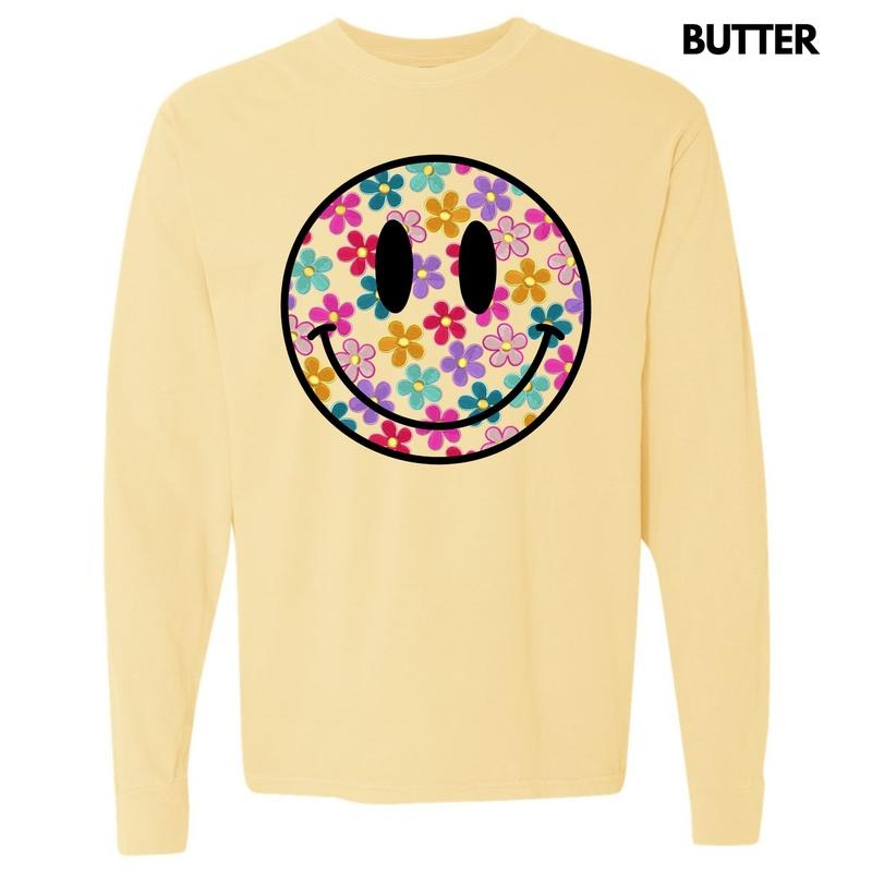 Retro Smiles Flowers Comfort Colors 'NLB' - Adult & Kids T-Shirts, Sweatshirts & Hoodies apparel design preview 1