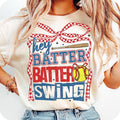 Retro Softball Batter Swing Checkered Coquette Game - Adult & Kids T-Shirts, Sweatshirts & Hoodies apparel design preview 1