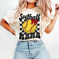 Retro Softball Mama Coquette Game Day Mom Checkered - Adult & Kids T-Shirts, Sweatshirts & Hoodies apparel design preview 1