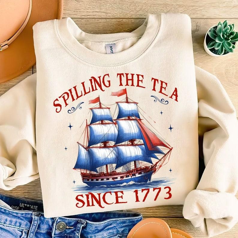 Retro Spilling Tea Since 1773 American Freedom - Adult & Kids T-Shirts, Sweatshirts & Hoodies apparel design preview 1