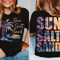 Retro Summer Sun Salt Sand 2 Sided Beach Sunset Salty - Adult & Kids T-Shirts, Sweatshirts & Hoodies apparel design preview 1