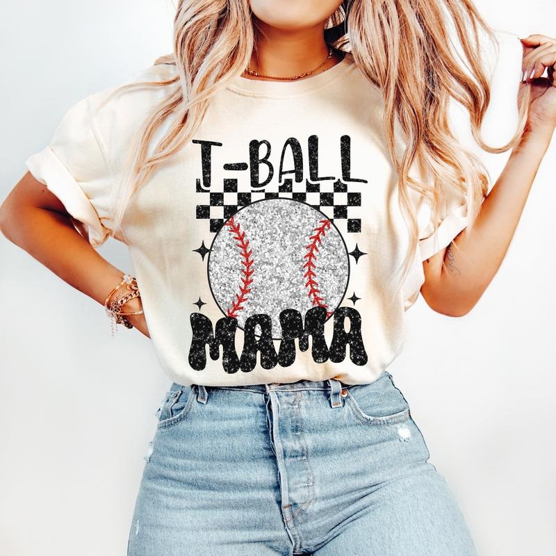 Retro T Ball Mama Baseball Sports Mom - Adult & Kids T-Shirts, Sweatshirts & Hoodies apparel design preview 1
