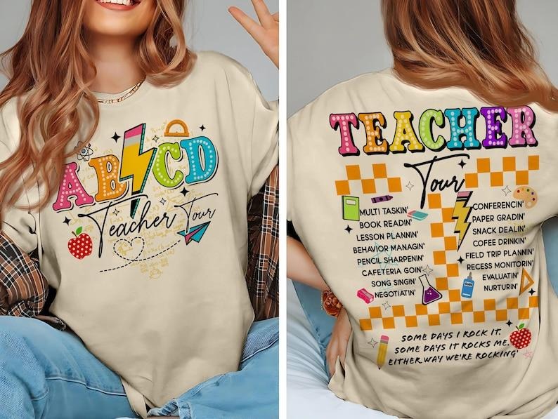 Retro Teacher ABCD Tour Back School End Year Pnh - Adult & Kids T-Shirts, Sweatshirts & Hoodies apparel design preview 1